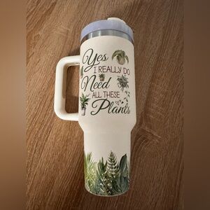 Cream Plant-Themed tumbler